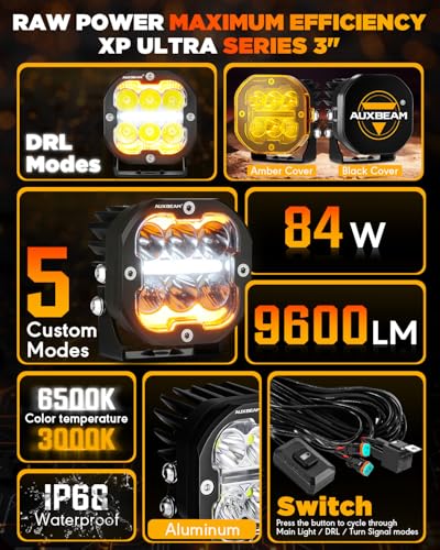 XP Ultra Series 3 Inch LED Pod Offroad Light with DRL & Turn Signal (XP-Ultra 3 Inch Amber/White Combo & DRL)