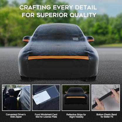 Heavy Duty Sedan Car Cover Waterproof All Weather for Automobiles (Black / Fit Sedan-Length (Up To 169"))