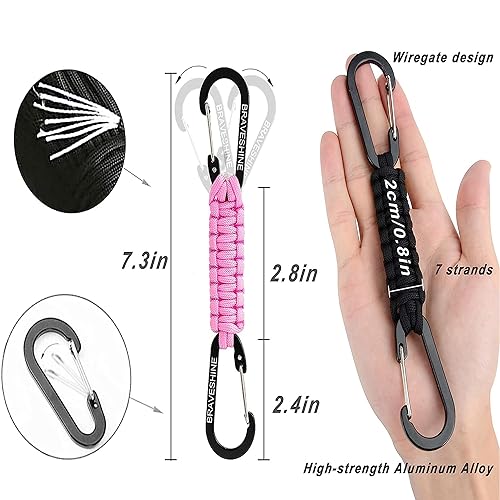 1 Black 1 Purple Paracord Keychain Hook Carabiner Clips (1 Black 1 Purple)