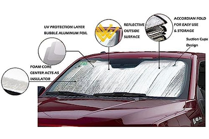 Car Windshield Sun Shade UV Rays Sun Visor Shade (Blue / 55.16 x 27.5 inches)