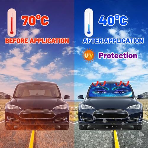 Hello Girl Gorgeous Eyelash Car Windshield Sun Shade Umbrella Sunshade Block UV Rays Sun Visor Protector Auto Windshield Sunshade to Keep Vehicle Cool for Cars Trucks & Suvs 57 X 30 in (57'' X 30'' / style-AB17)