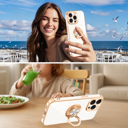 Designed for iPhone 15 Pro Case with Ring Stand Slim White (White / 6.1'' iPhone 15 Pro)