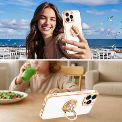 Designed for iPhone 15 Pro Case with Ring Stand Slim White (White / 6.1'' iPhone 15 Pro)