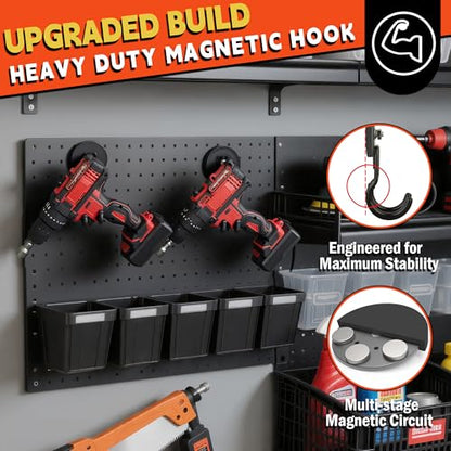 Pro Mag Upgraded Garage Magnetic Hooks (V1 Pro 2.59INCH 2PACK Black Medium Hooks)