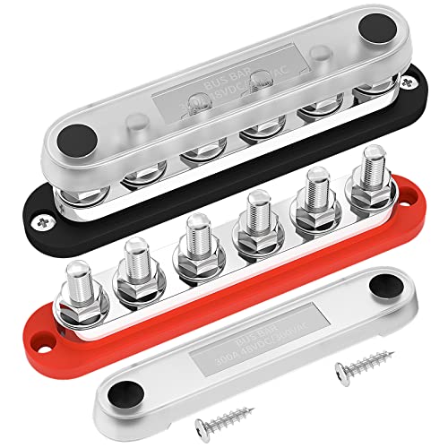 300A Bus Bar 12V Marine 12V Power Distribution Block with Cover 6 x 3 (300A)