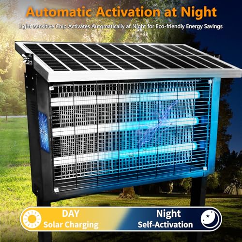 Heavy Duty Big Solar Bug Zapper Outdoor for 8000 sq.ft with 30W Solar Panel (30W for 8000 sq.ft)
