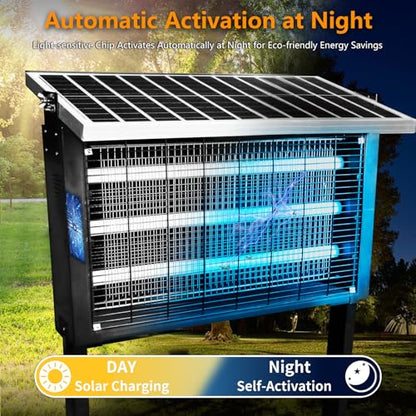Heavy Duty Big Solar Bug Zapper Outdoor for 8000 sq.ft with 30W Solar Panel (30W for 8000 sq.ft)