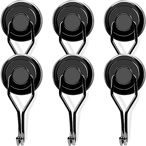 Magnetic Hooks 6 Pack 120Lbs Heavy Duty Neodymium Magnet Hook (Black / 1.26×2.67 in)