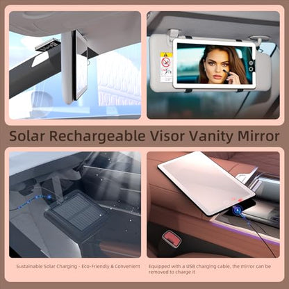 Sun Visor Vanity Mirror (Black / (1pcs-Solar Powered))