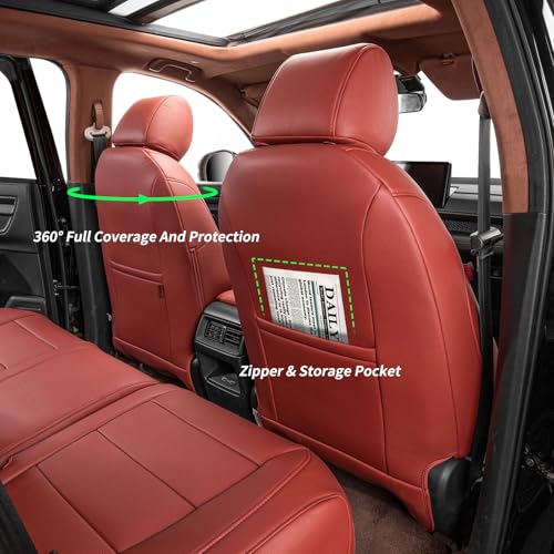 CRV Car Seat Covers Custom Fit for Honda 2017 (Leatherette(Wine Red) / 2017-2022 CRV LX,EX,SE,EX-L,Touring,Hybrid)