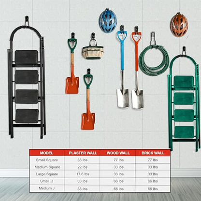 Garage Hooks Organizer Kit (12 pcs-Black)