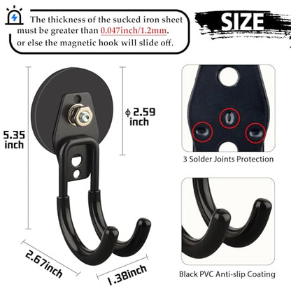 Garage Magnetic Hooks (2.59INCH 4PACK Black Medium J Hooks)