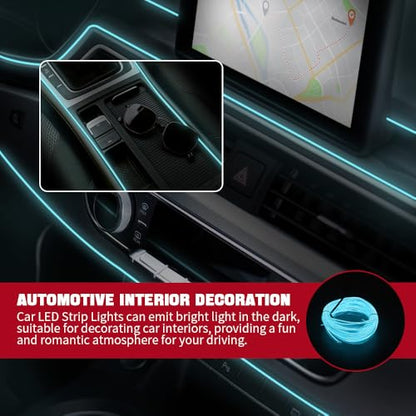 EL Wire Interior Car LED Strip Lights (Ice Blue / Cigarette Lighter)