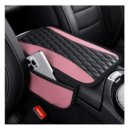 Patchwork Leather Center Console Covers for Cars (Pink)