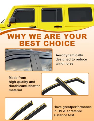 Window Visors Rain Guards for 2007 (for 2007-2018 Jeep Wrangler JK)