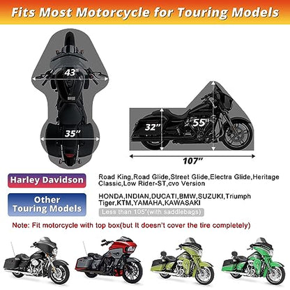 Motorcycle Cover for Touring Models Outdoor All Weather Protection (Side Box)