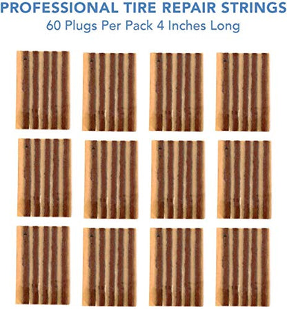 60 pcs 4" Brown Tire Repair Strings Tire Repair Plugs (Brown / 4" x φ0.236" 60pcs)