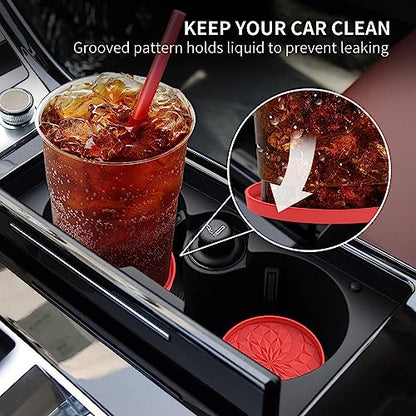Car Coasters for Cup Holders [4 Pack] (4 Pack-red)