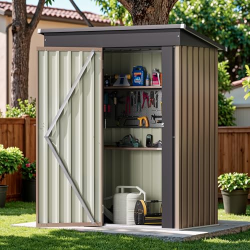 5x3 FT Outdoor Storage Shed (Brown / 5x3 FT)