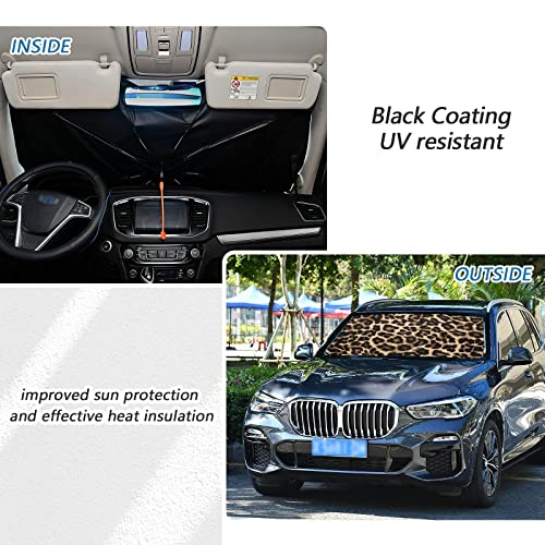 Leopard Print Windshield Sun Shade Umbrella Foldable Animal Car Front Window Sunshade Blocks UV Rays Heat Keep Vehicle Cool (multi 13)