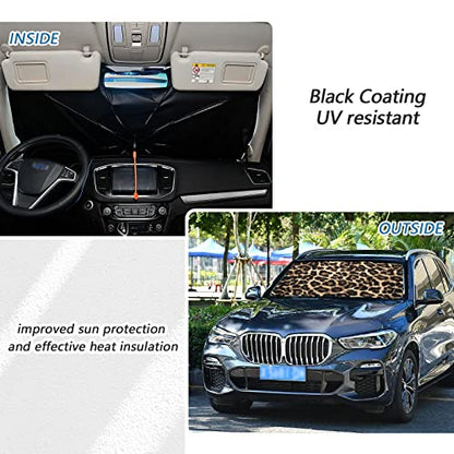 Leopard Print Windshield Sun Shade Umbrella Foldable Animal Car Front Window Sunshade Blocks UV Rays Heat Keep Vehicle Cool (multi 13)