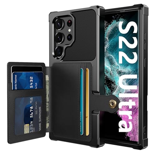for Samsung Galaxy S22 Ultra Case with Card Holder (Black / Samsung Galaxy S22 Ultra)