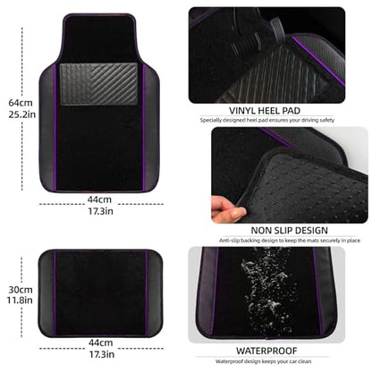 10 Pcs Car Floor Mats Full Set Car Accessories (Car Floor Mats Set / Purple Line)