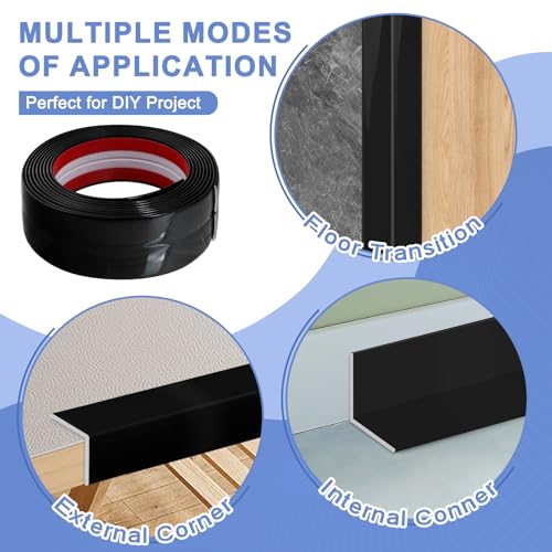 Wall Corner Protector Moulding Trim Peel and Stick (Black / 1.6 In x 10 Ft)