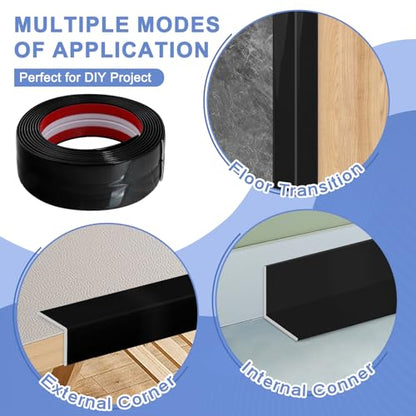 Wall Corner Protector Moulding Trim Peel and Stick (Black / 2.4 In x 40 Ft)