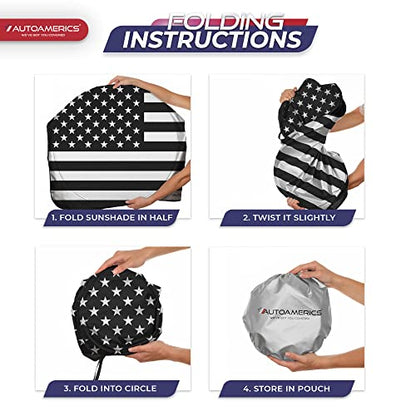Truck Windshield Sun Shade (USA B&W FLAG / LARGE = 64 x 33.5 inches)