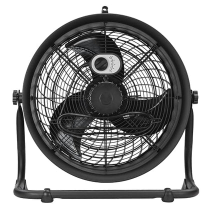 fans - 18”-Blade High-Velocity Drum Fan Industrial Grade (Black, 2-in-1): 3,400 CFM, 4-Speed, 360 Degree Adjustable Drum Head, Dual Ball Bearing Motor with Die-Cast Cover (HVD-18AC-BLK) (Black)