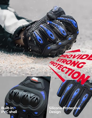 Motorcycle Gloves for Men (Blue / XX-Large)
