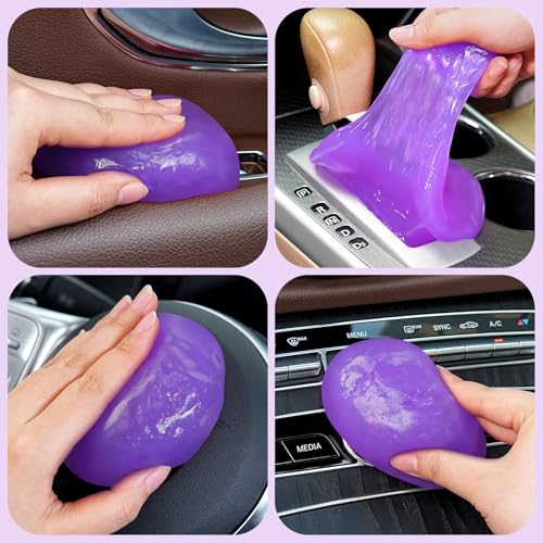 Car Cleaning Gel Car Cleaning Putty Car Putty Car Interior Cleaner Car Slime Car Detailing Kit Car Accessories Gifts for Men Women Stocking Stuffers Purple (Purple)