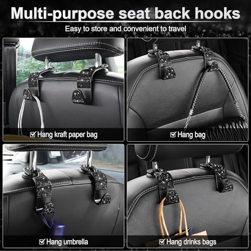 Car Seat Headrest Hook (Bling Black)