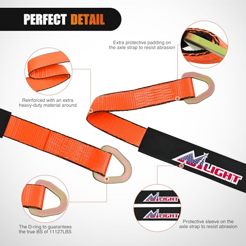 4PCS 2"x 38" Axle Tie Down Straps with Protective Sleeve D (2inx 38in Axle Tie Down Straps 4Pcs Orange / Straps)