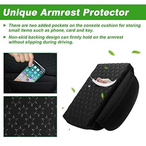 Center Console Cover Custom Fit for Hyundai Santa Cruz 2022 2023 2024 2025 2026 Armrest Cover Cushion Pad Santa Cruz Accessories PU Leather Armrest Seat Box Protector with Pockets Storage Bag (Size for Hyundai Santa Cruz 2022-2026)