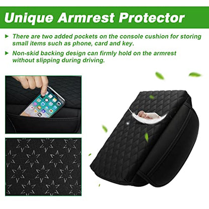 Center Console Cover Custom Fit for Hyundai Santa Cruz 2022 2023 2024 2025 2026 Armrest Cover Cushion Pad Santa Cruz Accessories PU Leather Armrest Seat Box Protector with Pockets Storage Bag (Size for Hyundai Santa Cruz 2022-2026)