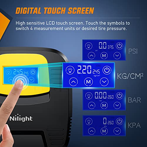 Digital Tire Inflator Air Compressor Portable Pump w (Touch Screen Air Pump)