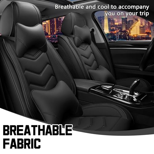 Car Seat Covers for Chrysler Pacifica 2004 (2 Pcs Front with Pillow / Pure Black)