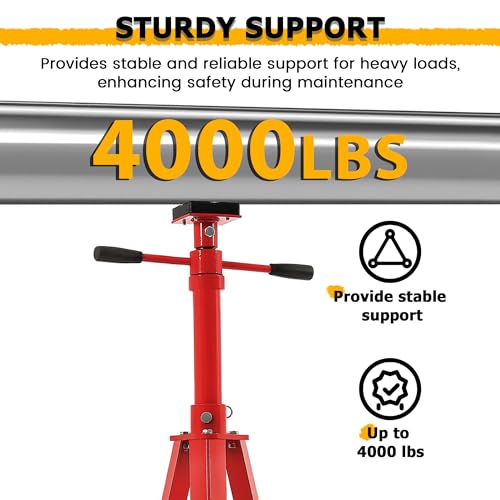 Adjustable Under Hoist Tripod Stand 2 Ton High Lift Jack Stand Reach (Red)