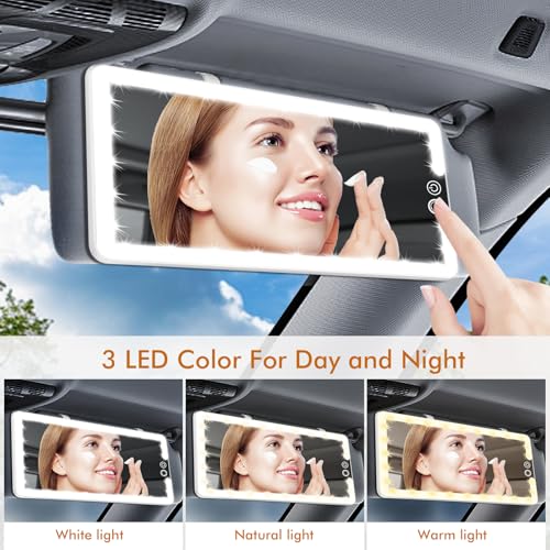Car Visor Vanity Mirror with Light (White / (1pcs))
