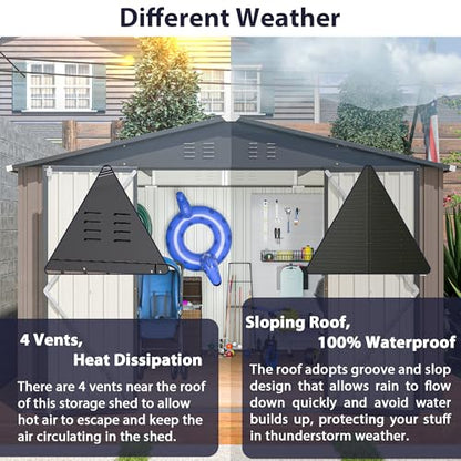 Metal Storage Shed (Brown / 10x10 Ft)