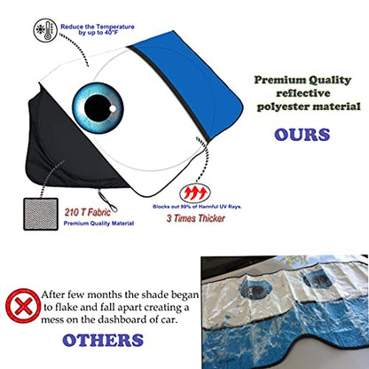 Windshield Sun Shades Car Sun Shade Protector Blocks UV Rays for Full (Blue / Large (Universal Fit))