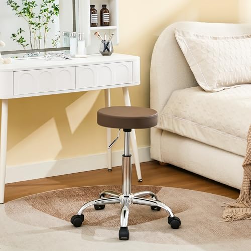 Salon Rolling Chair (Coffee Brown / No Back & Footrest)
