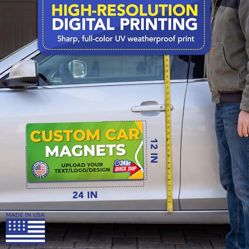 Custom Car Magnet 12x24 Inch 30 Mil 2 Pack (12" x 24" Rectangle)