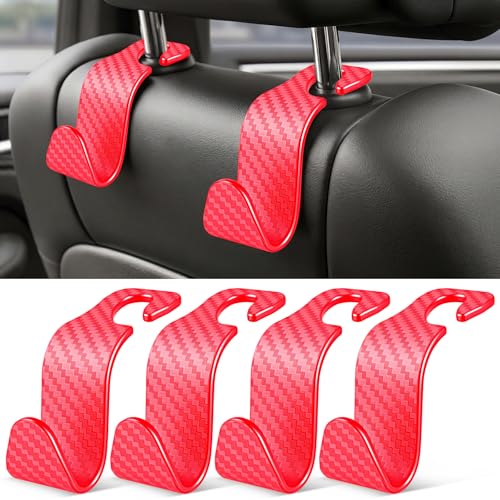 Universal 4 Pack Car Seat Headrest Purse Hook (4pc / Red Checkered)