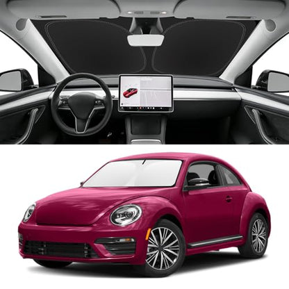 Custom Fit Windshield Sun Shade for Volkswagen VW Beetle 2012 (for 2012-2019 VW Beetle)