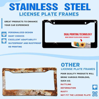 I Brake for Goth Girls License Plate Frame Stainless Steel 6.3 X 12.2 Inch (I Brake For Goth Girls)