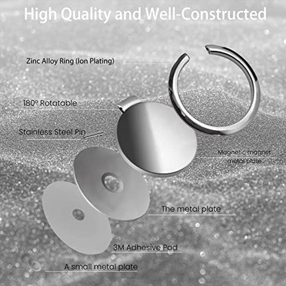 Metal Cell Phone Ring Holder Finger Ring Stand (Silver)