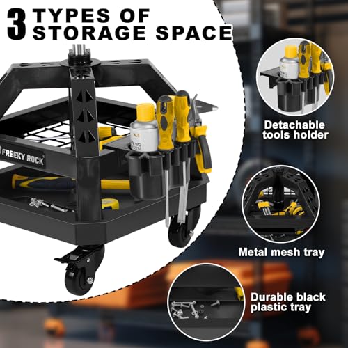 Rolling Shop Stool with Wheels (Black)